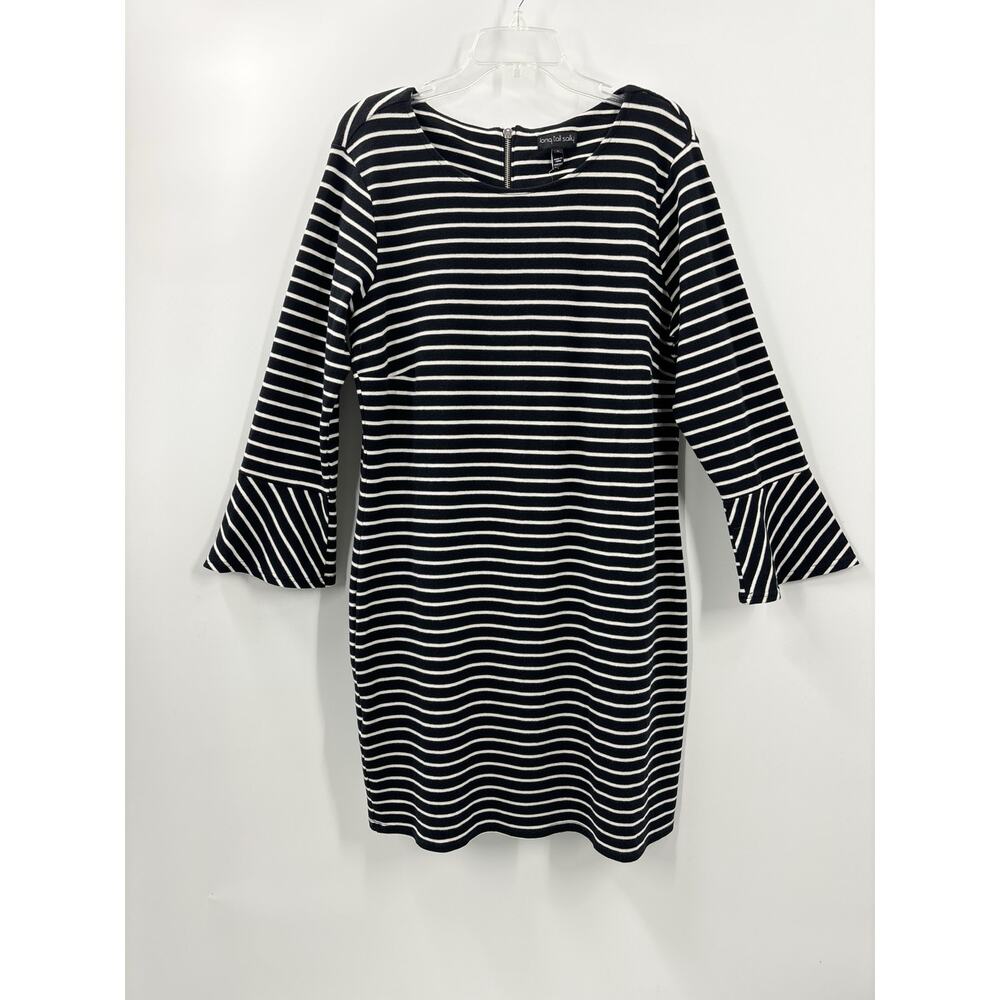 Long Tall Sally LTS Striped Short Dress Tunic Fluted Sleeve L Nwt New